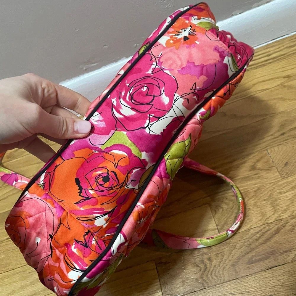 Vera Bradley Wilma Quilted Top Zip Floral Shoulder Bag Vintage Rose Retired Pink